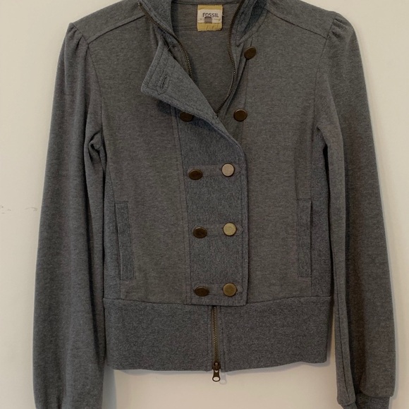 NWOT Fossil Military-Style Gray Sweater - Picture 2 of 12